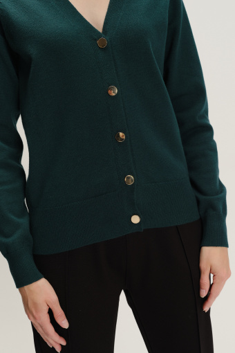 Klasyczny kardigan w kolorze butelkowej zieleni