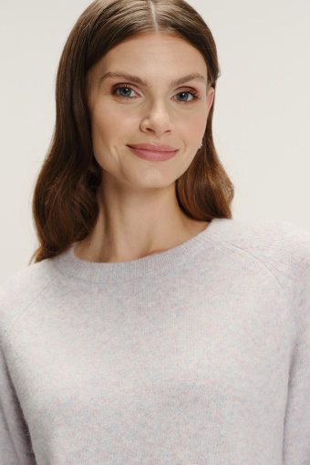 Szary komfortowy sweter z rękawem 3/4
