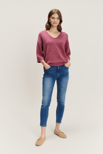 Sweter z rękawem 3/4 z domieszką wełny 