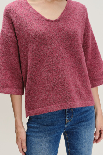 Sweter z rękawem 3/4 z domieszką wełny 