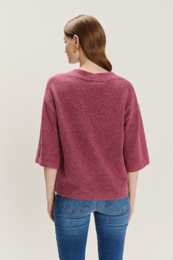 Sweter z rękawem 3/4 z domieszką wełny 