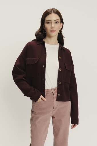 Burgundowy kardigan z zapięciem na guziki Burgundowy kardigan z zapięciem na guziki