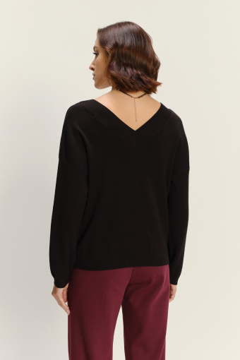 Luźny wiskozowy sweter z dekoltem w V