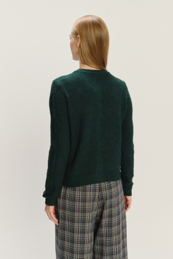 Kardigan ze splotem w kolorze butelkowej zieleni 