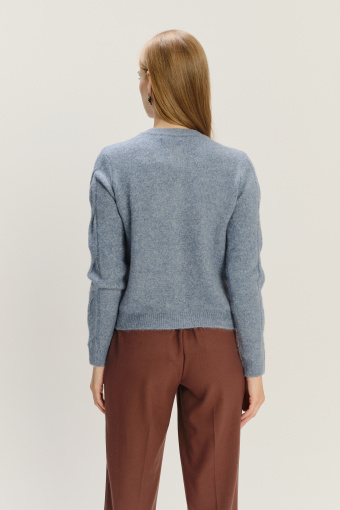 Kardigan z warkoczowym splotem z domieszką wełny 