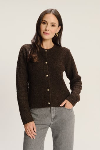 Elegancki brązowy kardigan
