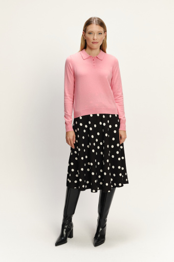 Efektowny sweter z kołnierzykiem jasny róż