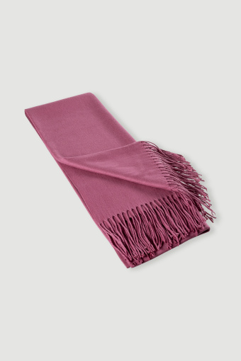 Ciemnoróżowy szalik z ozdobnymi frędzlami
