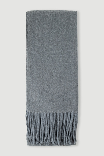 Klasyczny, ciemnoszary szalik z frędzlami