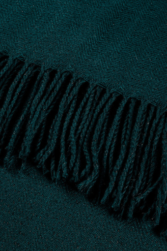 Ciemnozielony szalik z frędzlami