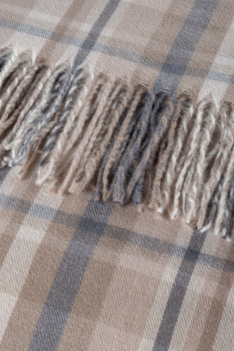 Szalik w beżowo-szarą kratę 