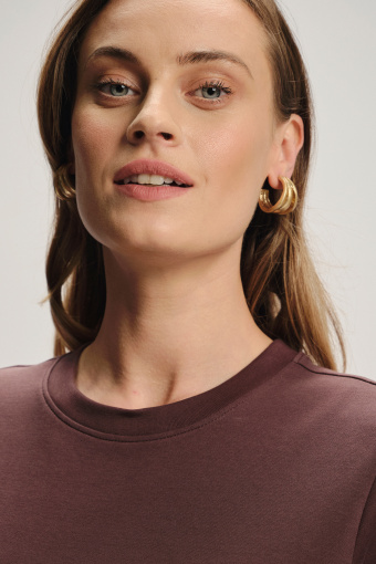 Bawełniany t-shirt basic brązowy