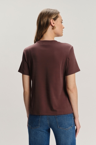 Bawełniany t-shirt basic brązowy