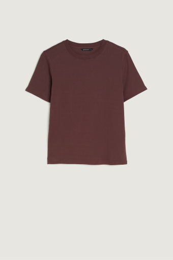 Bawełniany t-shirt basic brązowy