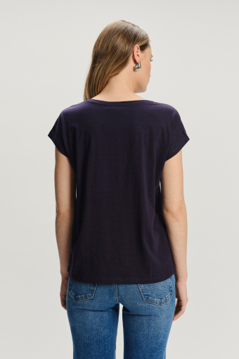 Ciemnogranatowy t-shirt z bawełny Ciemnogranatowy t-shirt z bawełny