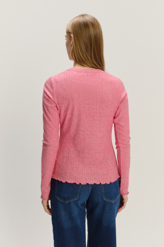 Kobiecy longsleeve w jasnym odcieniu różu Kobiecy longsleeve w jasnym odcieniu różu