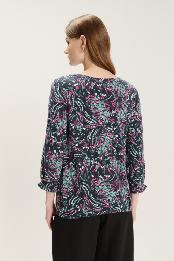 Casualowy top z kwiatowym nadrukiem rękaw 3/4