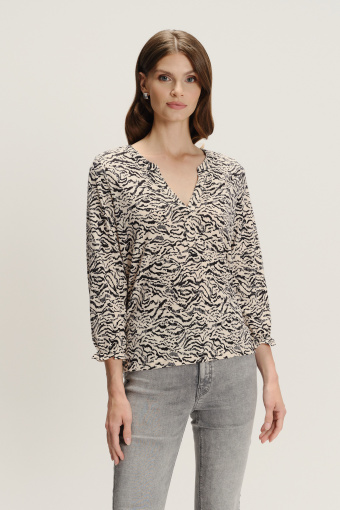 Casualowy top ze zwierzęcym printem rękaw 3/4