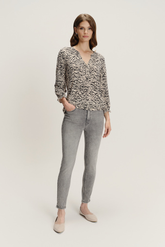 Casualowy top ze zwierzęcym printem rękaw 3/4