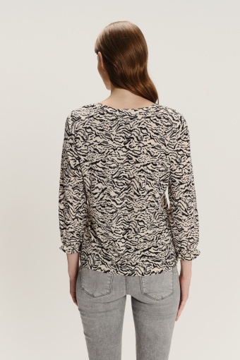 Casualowy top ze zwierzęcym printem rękaw 3/4