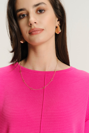 Intensywnie różowy top z rękawem 3/4