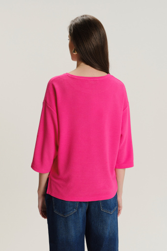 Intensywnie różowy top z rękawem 3/4