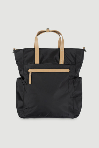 Czarny uniwersalny plecak z beżowymi dodatkami