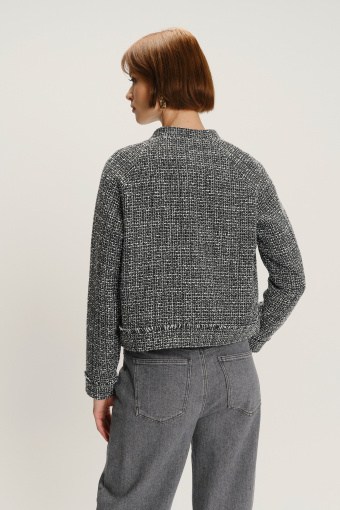 Pudełkowy krótki żakiet czarno-biały  Pudełkowy krótki żakiet czarno-biały