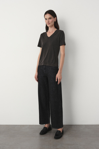 Grafitowe jeansy wide leg 