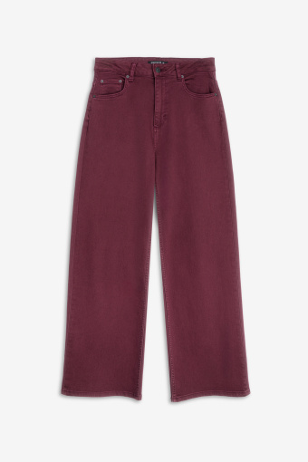 Bordowe jeansy wide leg
