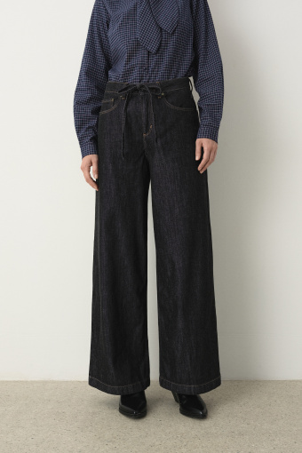 Czarne jeansowe spodnie wide leg