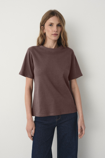 Bawełniany t-shirt w brązowym kolorze