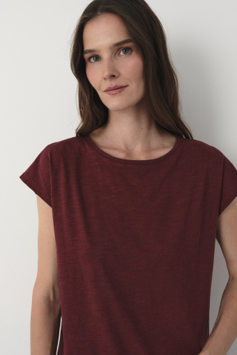 Bawełniany t-shirt w kasztanowym kolorze