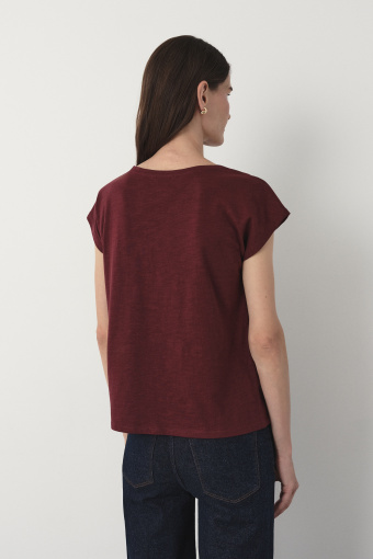 Bawełniany t-shirt w kasztanowym kolorze