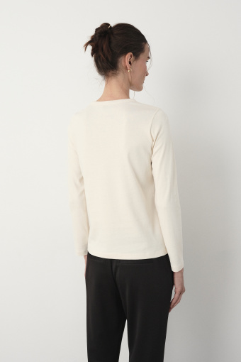 Bawełniany longsleeve w kolorze kremowym 
