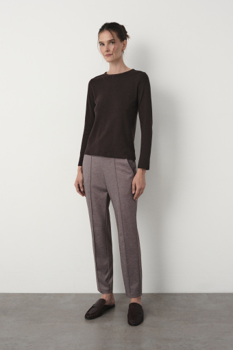 Bawełniany longsleeve w kolorze ciemnobrązowym 