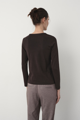 Bawełniany longsleeve w kolorze ciemnobrązowym 