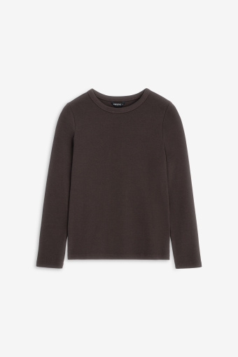 Bawełniany longsleeve w kolorze ciemnobrązowym 