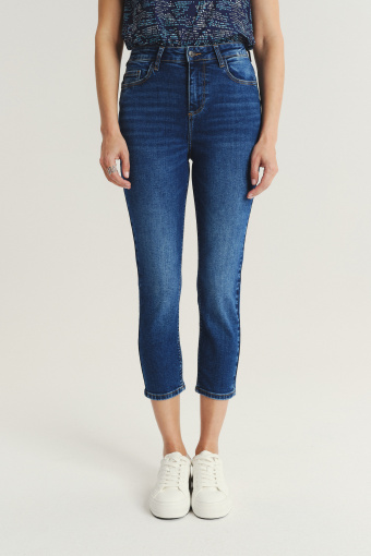 Granatowe jeansy 3/4