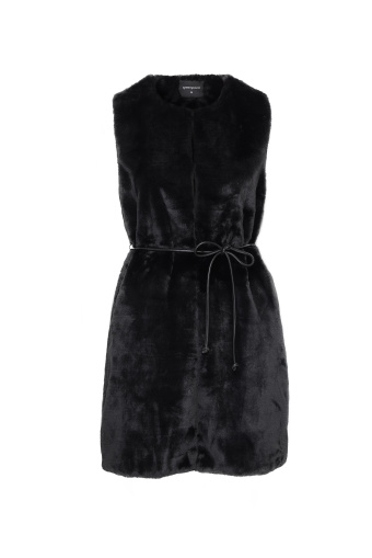 Stylowa, czarna kamizelka ze sztucznego futra