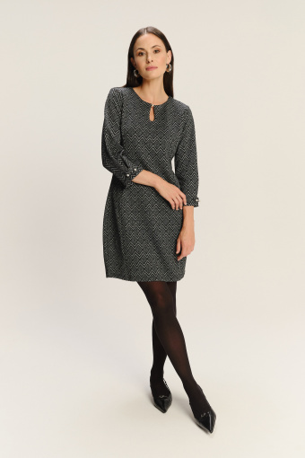 Klasyczna printowana sukienka z rękawem 3/4