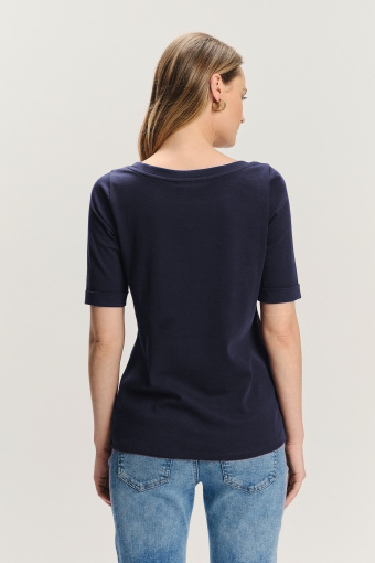 Klasyczny granatowy top z rękawem do łokcia Klasyczny granatowy top z rękawem do łokcia