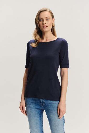 Klasyczny granatowy top z rękawem do łokcia Klasyczny granatowy top z rękawem do łokcia