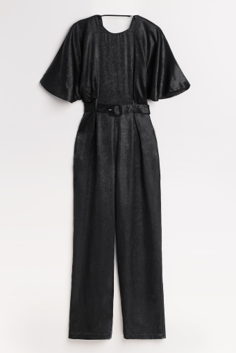 Połyskujący kombinezon z wycięciem na plecach