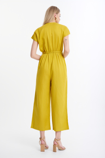 Cytrynowy kombinezon z dekoltem v-neck Cytrynowy kombinezon z dekoltem v-neck