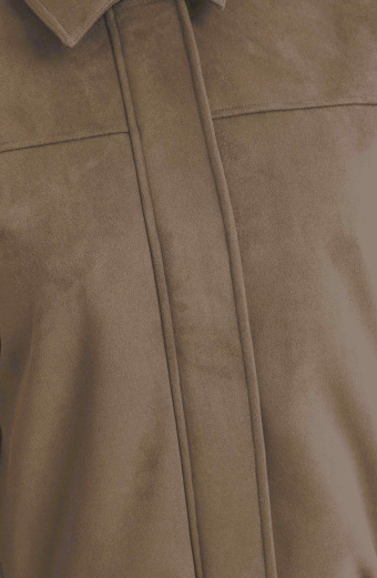 Krótka kurtka z imitacji zamszu ciemny beż