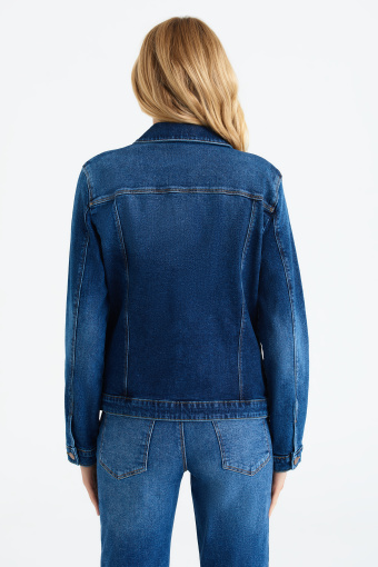 Luźna kurtka jeansowa, ciemny granat
