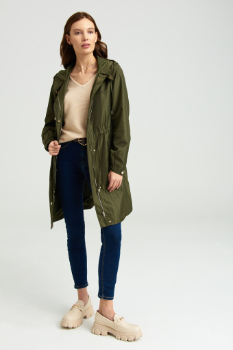 Luźna kurtka typu parka, kolor khaki
