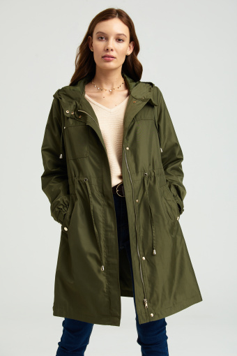 Luźna kurtka typu parka, kolor khaki