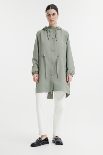 Jasnozielona kurtka typu parka z kapturem 
